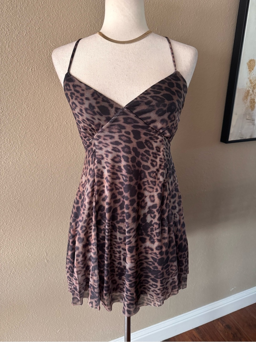 Heart & Hips Leopard Print Slip Dress in Brown and Black